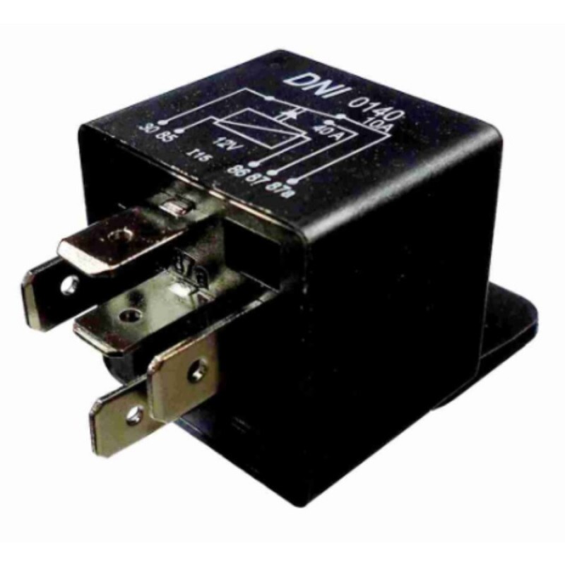 RELE 12V 05 PINOS AUXILIAR 10/40A REVERSOR COM SUPORTE - DNI