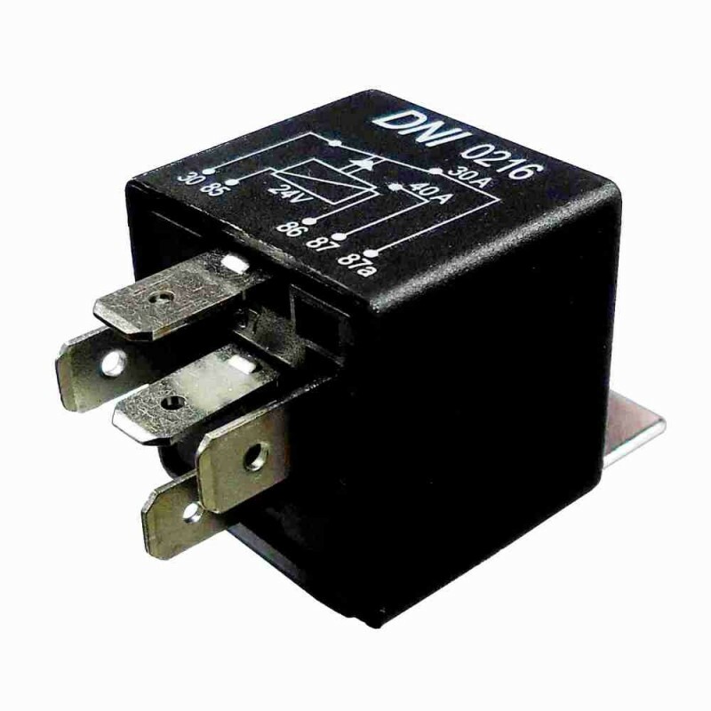 Rele 24V 05 Pinos Auxiliar 30/40A Reversor Universal Com Suporte - Dni