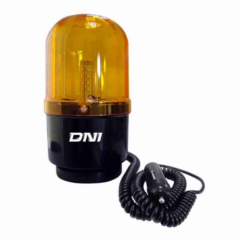 Giroled Amarelo Ambar Sinalizador Rotativo Ima Cabo Espiralado 24V - Dni