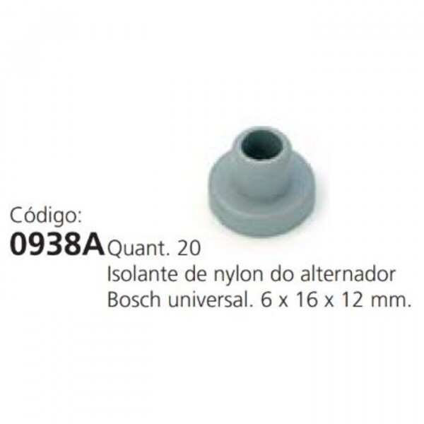 Isolante 06,00x16,00x12,00 Nylon Alternador Bosch - Edanti0938a