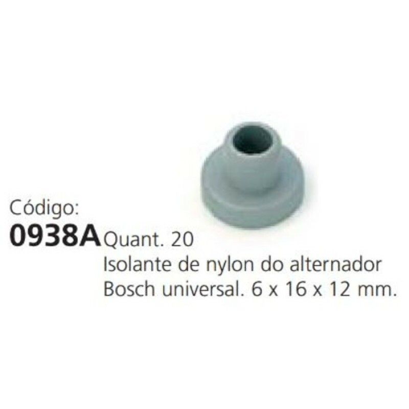 Isolante 06,00x16,00x12,00 Nylon Alternador Bosch - Edanti0938a Isolante 06,00x16,00x12,00 Nylon Alternador Bosch - Edanti0938a