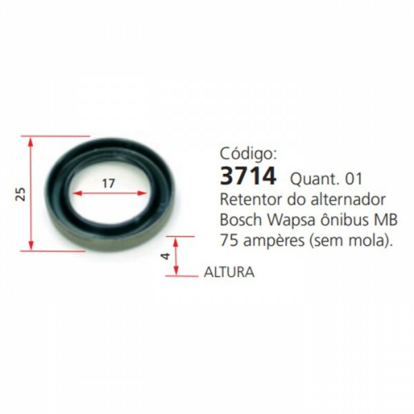 Retentor 25,00x17,00x4,00 Tampa Traseira Alternador 75a - Edanti3714