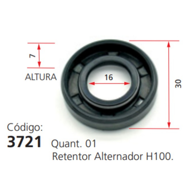 RETENTOR 30,00X16,00X7,00 - ALTERNADOR H100