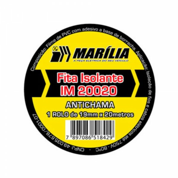Fita Isolante 20m - Uso Geral Preta Marilia