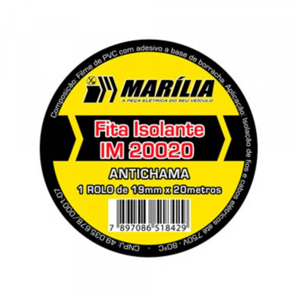 Fita Isolante 20m - Uso Geral Preta Marilia