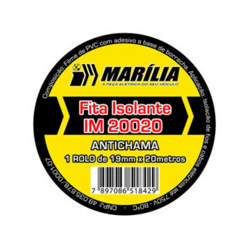 Fita Isolante 20m - Uso Geral Preta Marilia