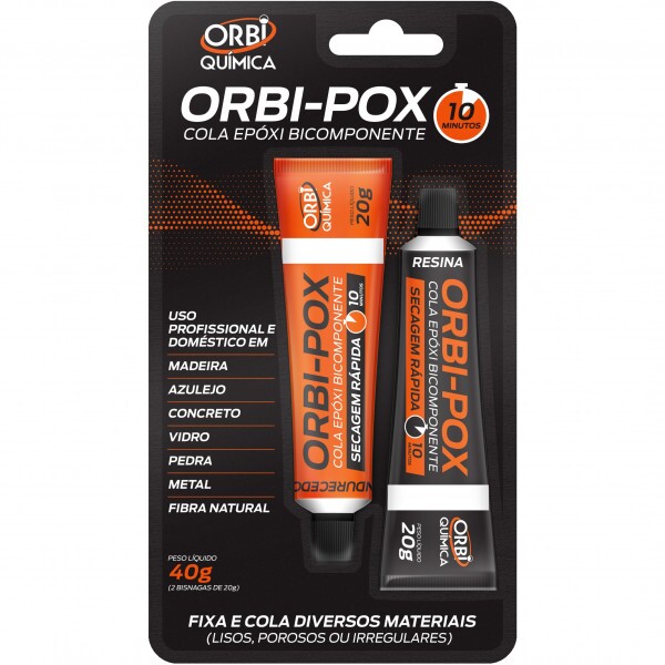 Cola Adesivo Epoxi Orbiepoxi 10min Bicomponente 2x20g Araudite - Orb