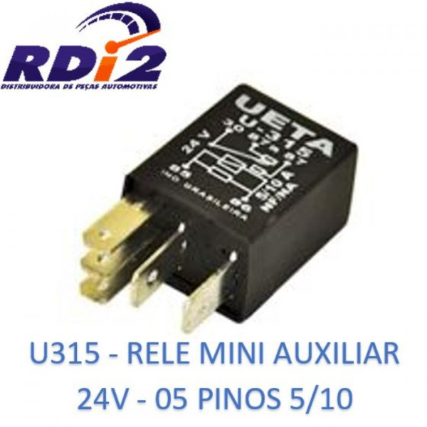 RELE 24V 05 PINOS AUXILIAR MINI 05/10A - 315