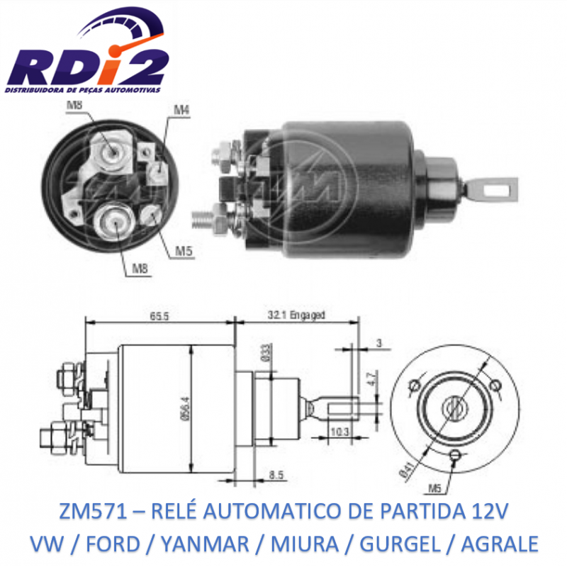 AUTOMATICO DE PARTIDA 12V - VW / FORD / YANMAR / MIURA / GURGEL / AGRALE